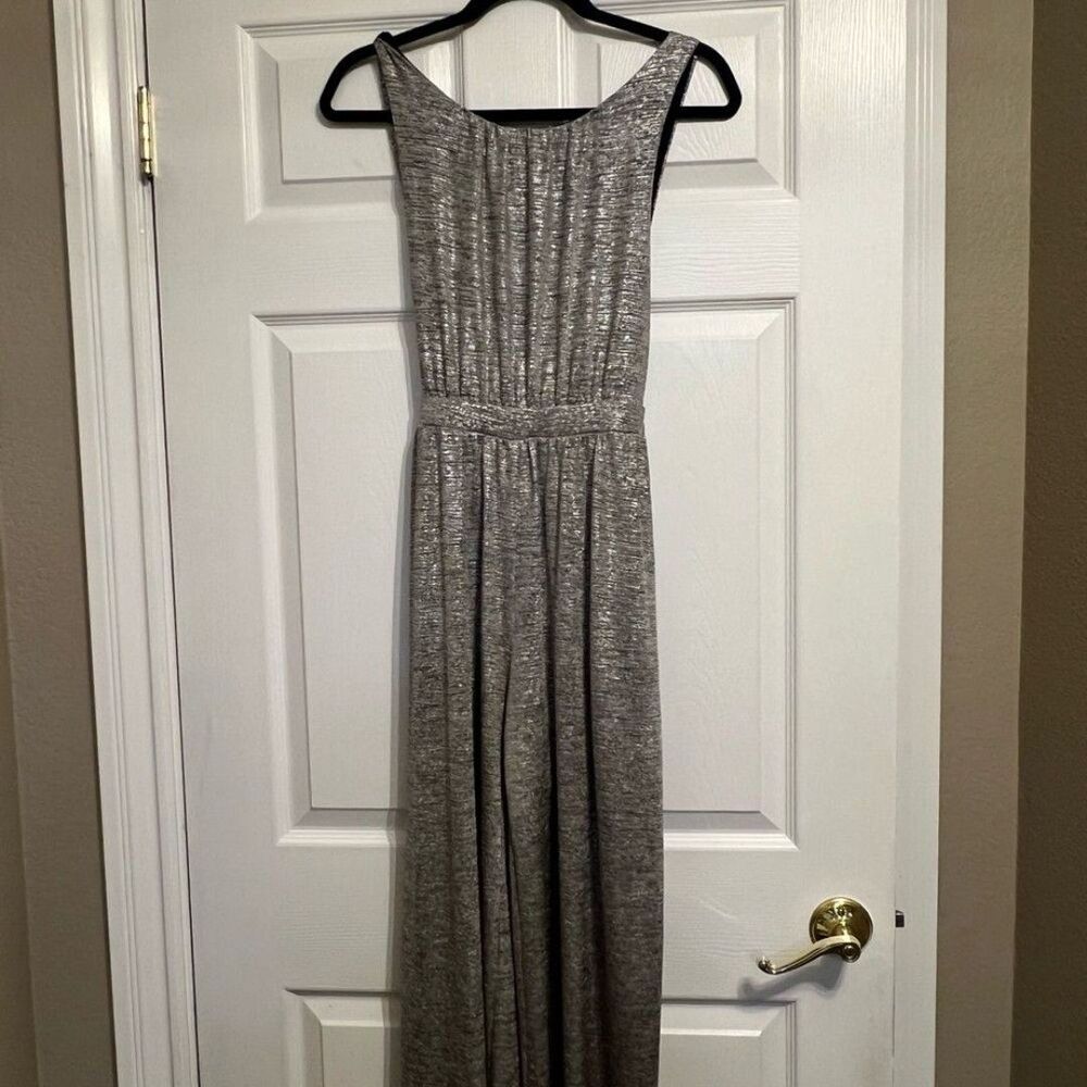 Anthropologie Meadow Rue Metallic Silver Jumpsuit